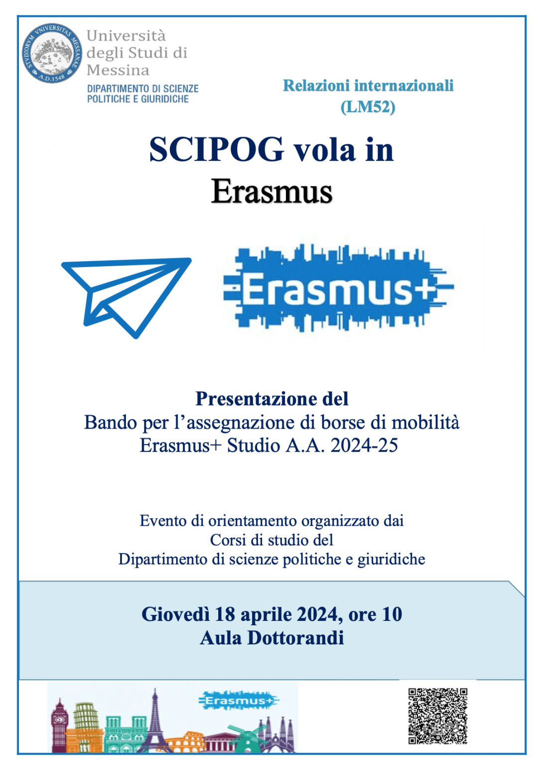 Presentazione del Bando per l’assegnazione di borse di mobilità Erasmus+ Studio A.A. 2024-25